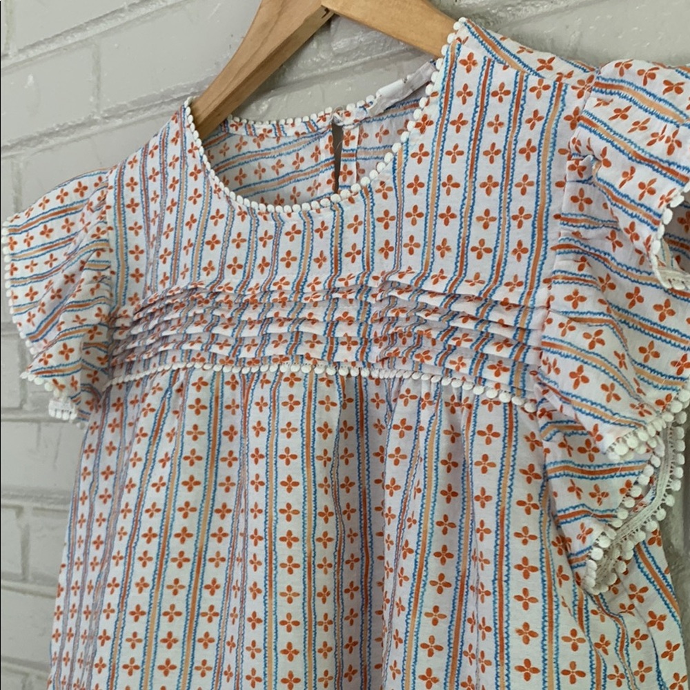 Floral Striped Ruffle Sleeve Top - Picture 2 of 7